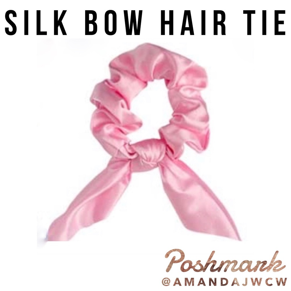 Silk Bow Hair Tie Scrunchie - Pink